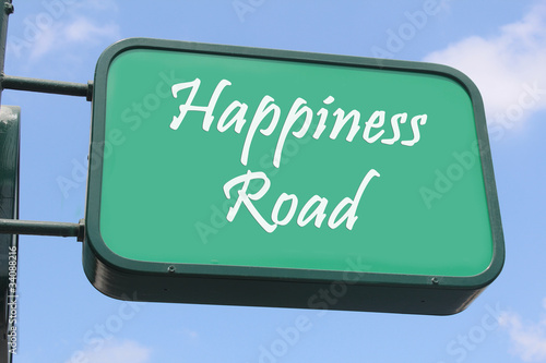 Принти на полотні Street sign - Happiness Road