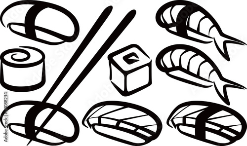 simple illustration with a set of sushi