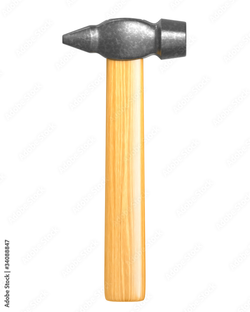 Classic hammer isolated, frontal view Classic hammer isolated, frontal view