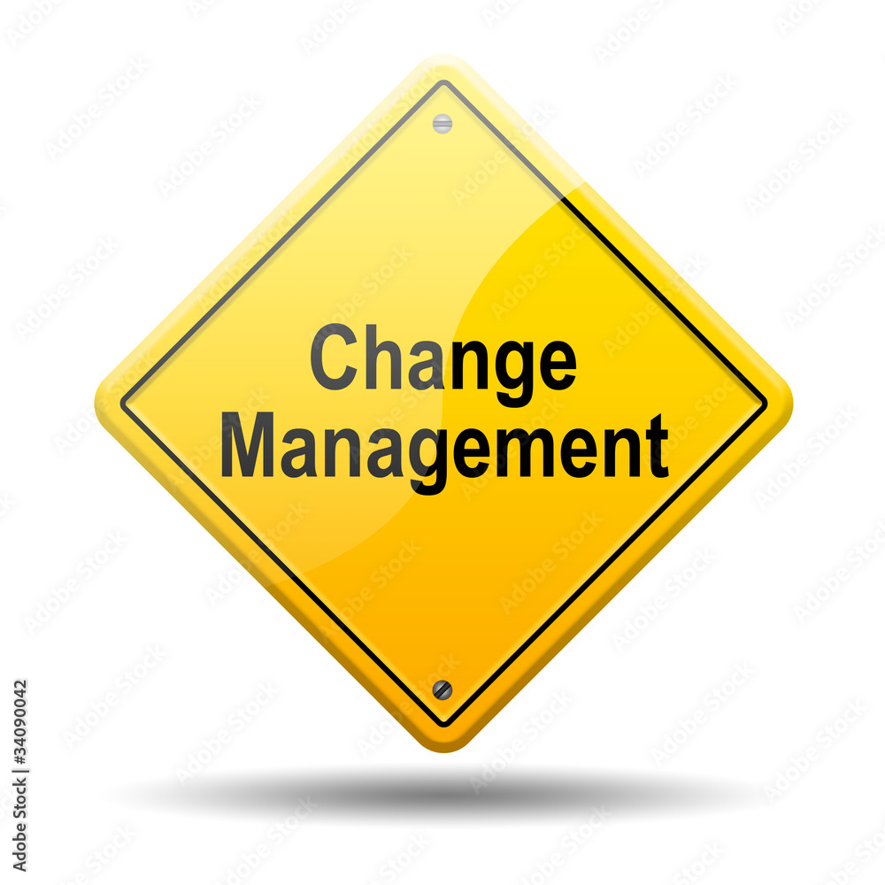 Señal amarilla texto Change Management Señal amarilla texto Change Management