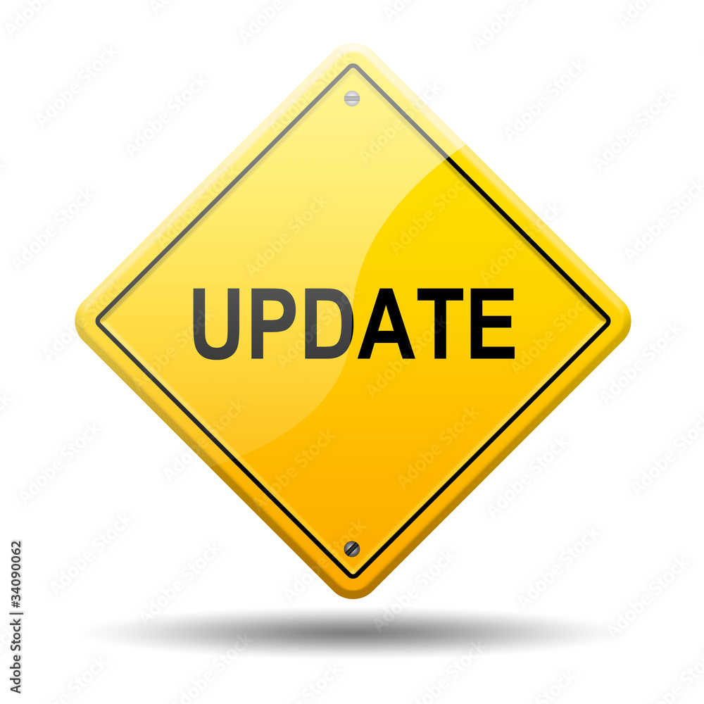 Señal amarilla texto UPDATE Señal amarilla texto UPDATE