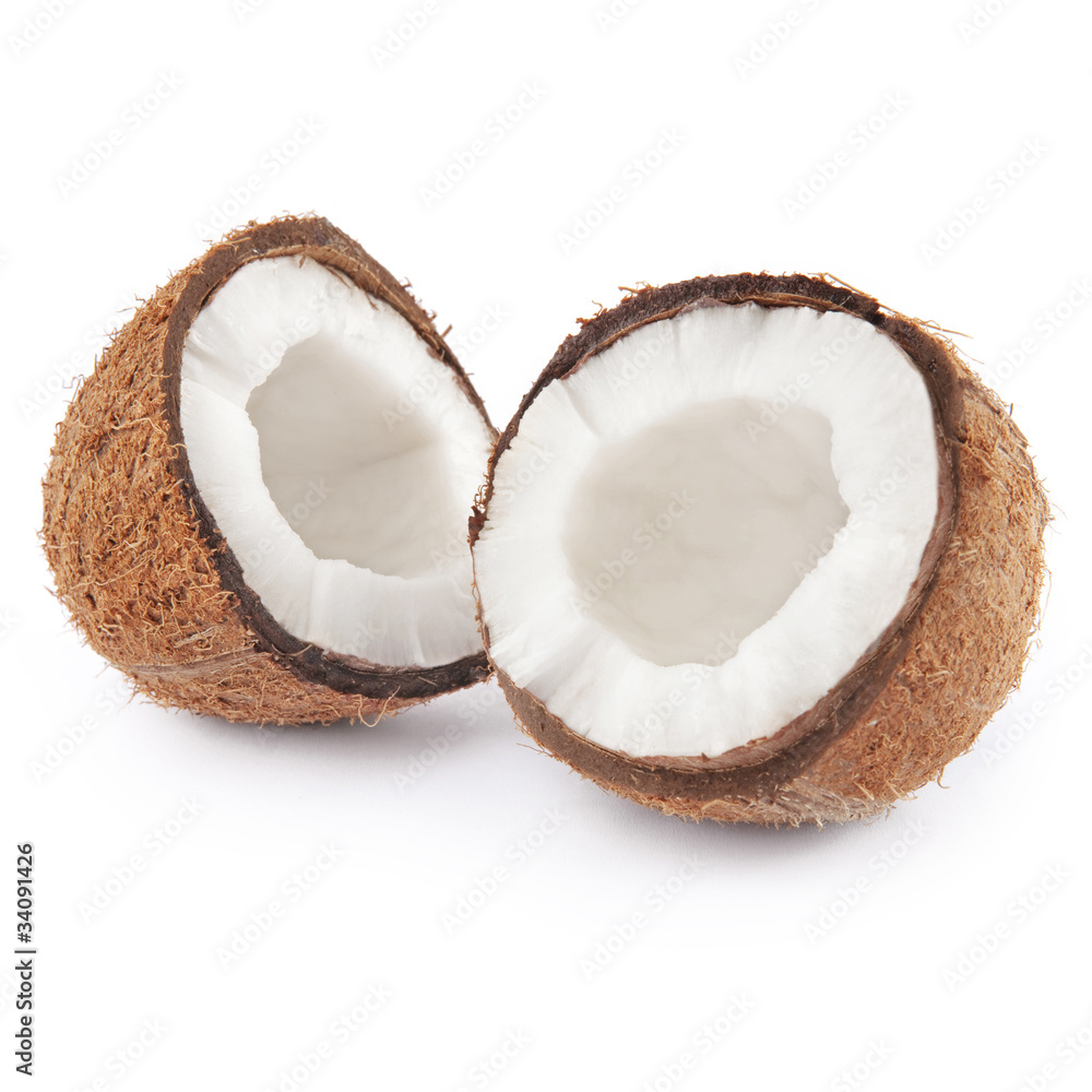 Two coconut half. Two coconut half.