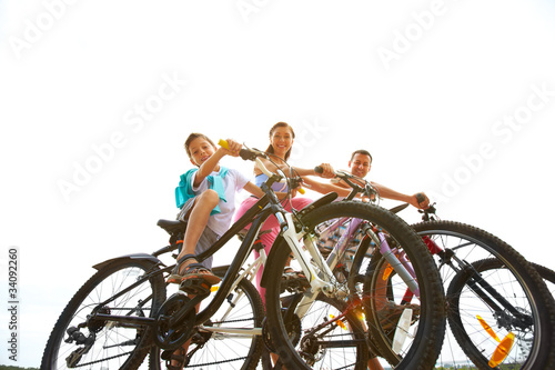 Three on bikes