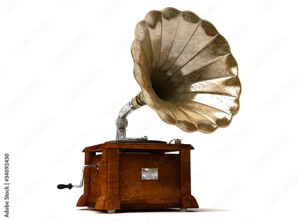 Grammofono antico vintage grounge musica Stock Illustration
