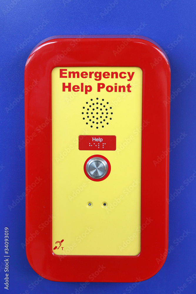 Emergency contact point in red and yellow Emergency contact point in red and yellow