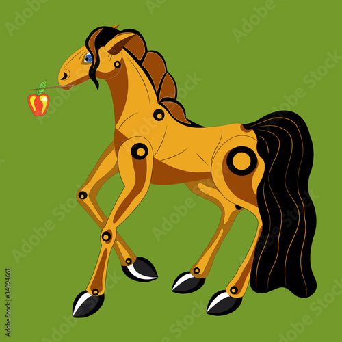 Horse with an apple.