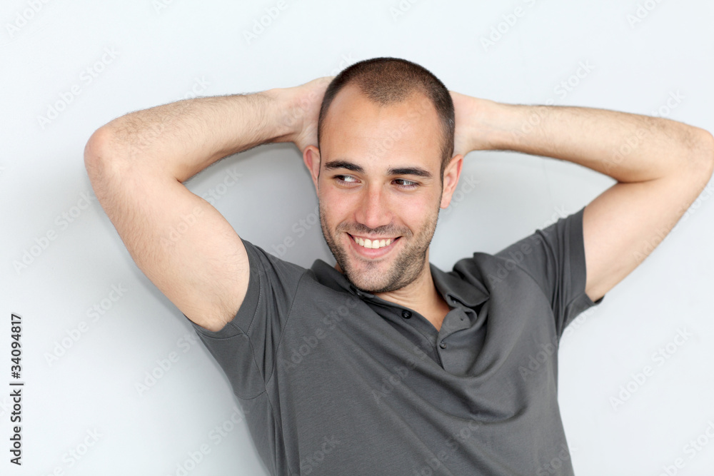 Portrait of relaxed man leaning on wall Portrait of relaxed man leaning on wall