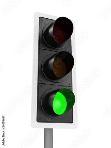 3d Traffic light at green