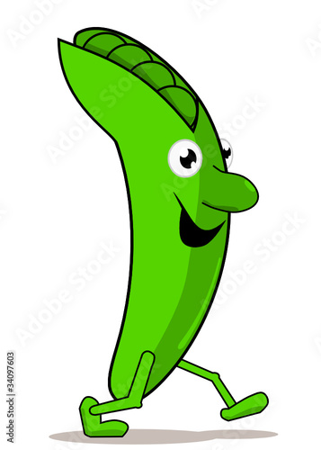 Walking pea isolated on a white background