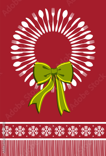 Cutlery wreath christmas background