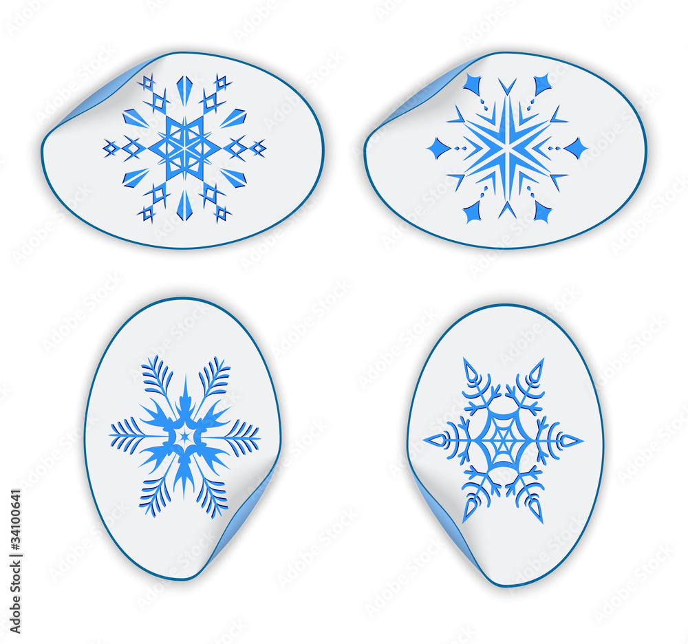 Set of blue stickers with snowflakes. eps10 Set of blue stickers with snowflakes. eps10