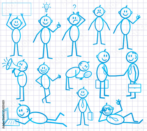 Set of funny cartoon little man . BUSINESS