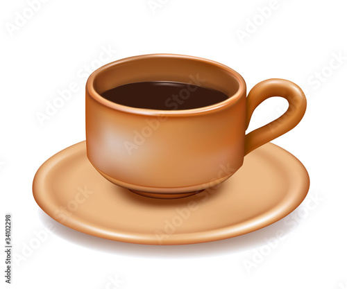 Cup of coffee on white background. Vector