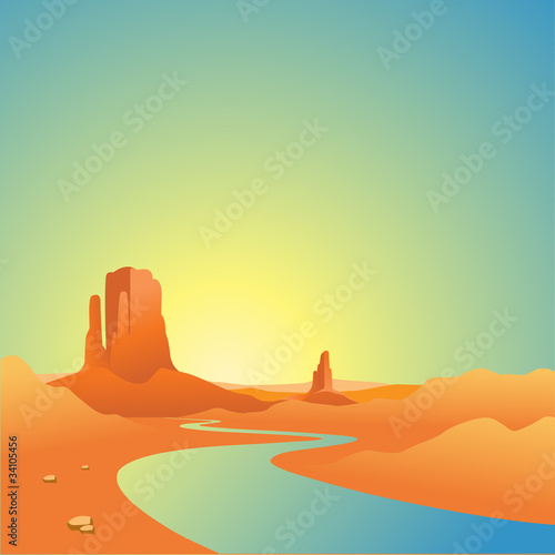 Desert Landscape with River