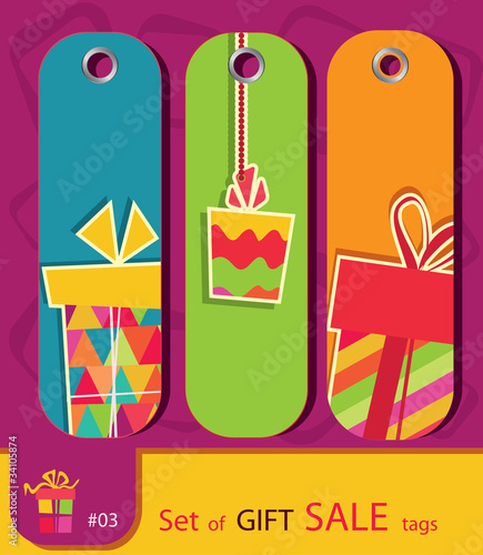 Set of retro sale gift tags