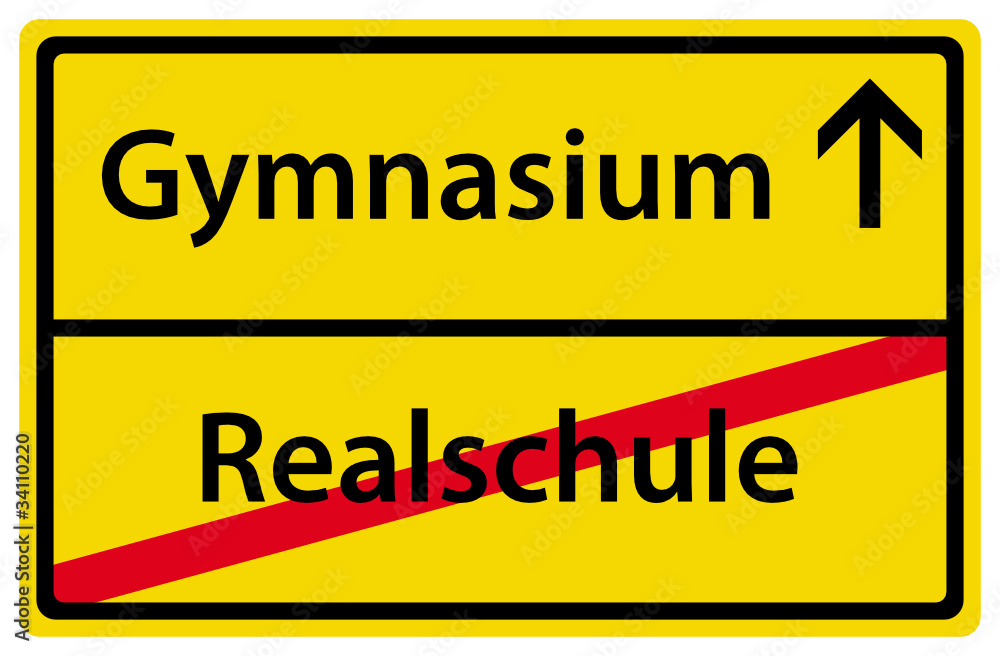 Wechsel von Realschule zu Gymnasium Zeichen Schild Wechsel von Realschule zu Gymnasium Zeichen Schild