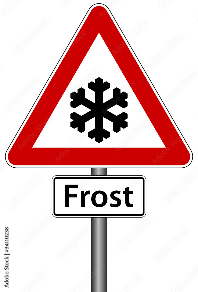Frost Schild Verkehrszeichen Winter kalt Eis Warnschild Frost Schild Verkehrszeichen Winter kalt Eis Warnschild