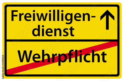 Bundesfreiwilligendienst Abschaffung der Wehrpflicht Schild