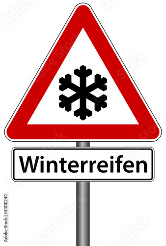 Winterreifen Frost Schild Verkehrszeichen Warnschild