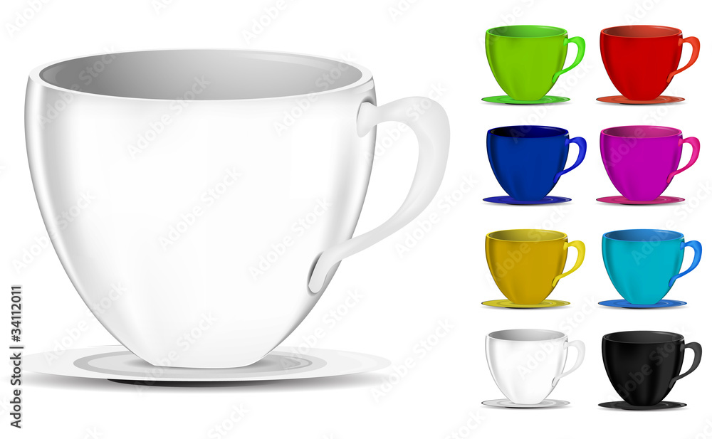 set of colorful coffee cups isolated on white background set of colorful coffee cups isolated on white background