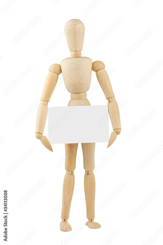 wooden mannequin with blank card wooden mannequin with blank card