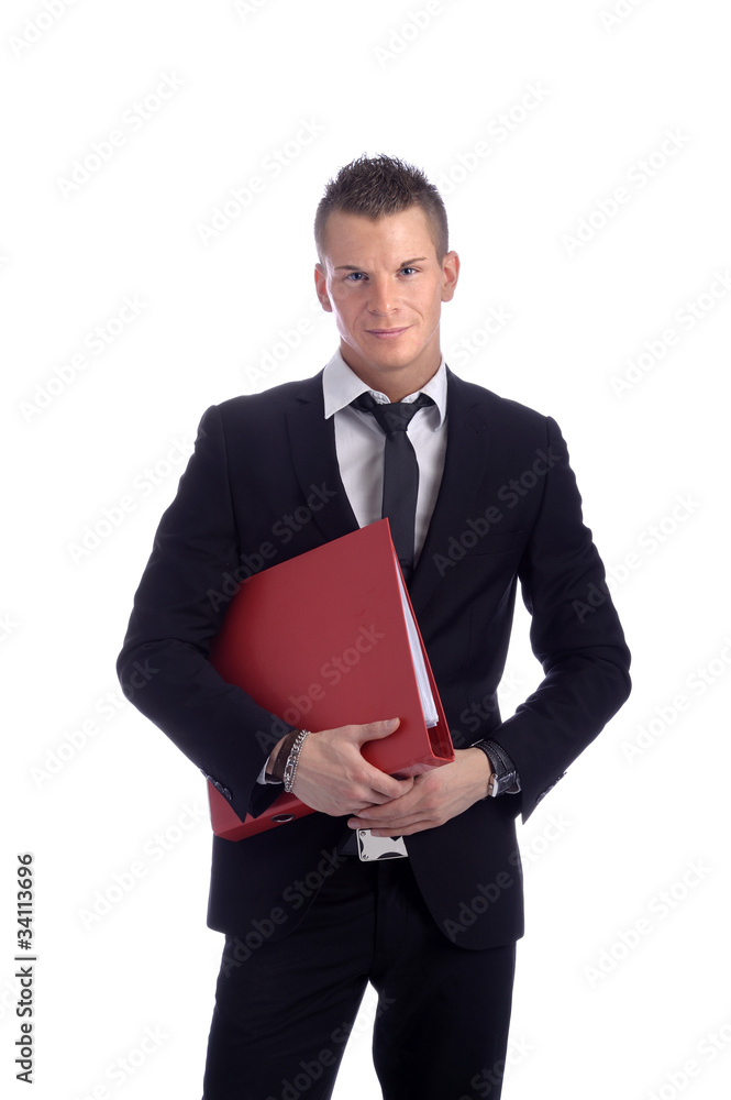 young smiling business man with file young smiling business man with file