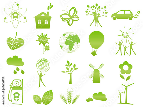 Set of 20 ecological icons and signs
