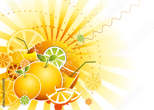 Funny fruits background