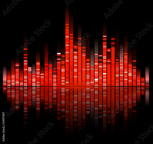 red digital sound equalize isolated on black background