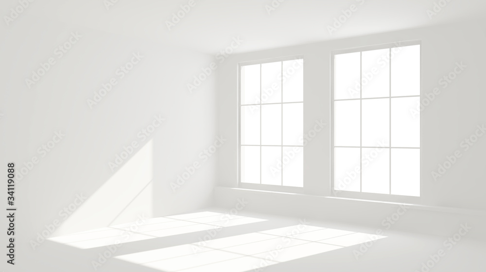 Fototapeta premium Interno vuoto con 2 finestre