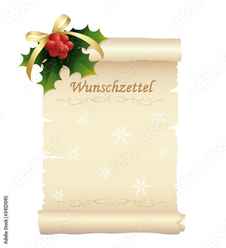 Wunschzettel mit Mistelzweig