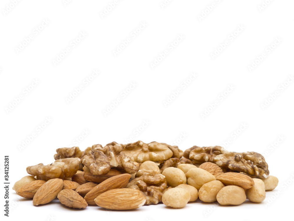 Obraz premium Various nuts isolated on white