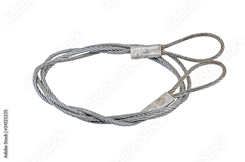 Interlocked wire loop rope, isolated on white background