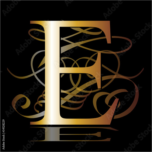 initial, gold, E