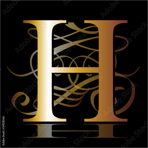 initial, gold, H