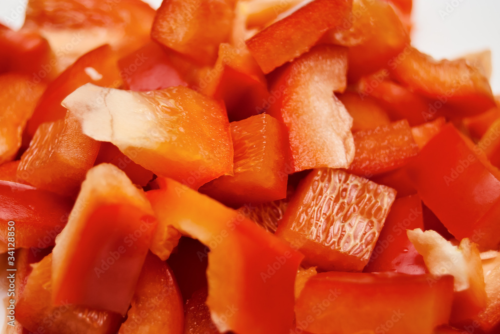 pieces of red sweet pepper close-up pieces of red sweet pepper close-up