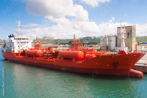 Chemical tanker moored in port
