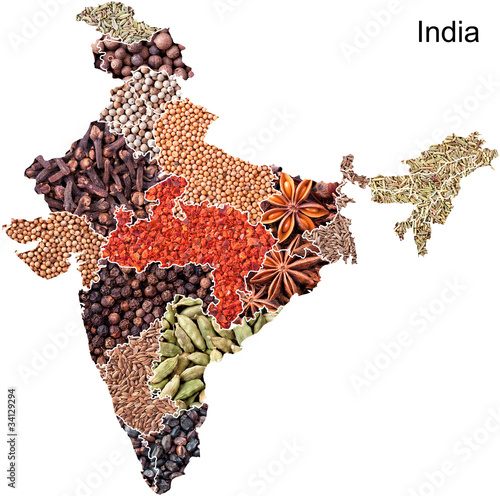 Map of India with spices