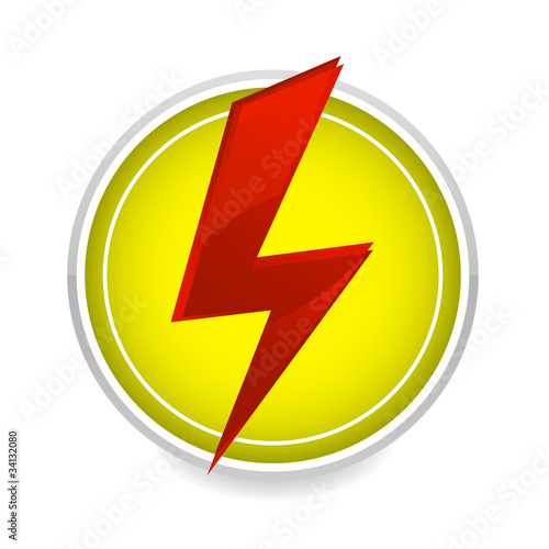 energy power sign red color on the white