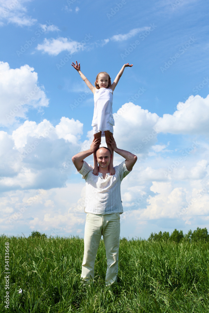 father with daughter in summer day outdoors father with daughter in summer day outdoors