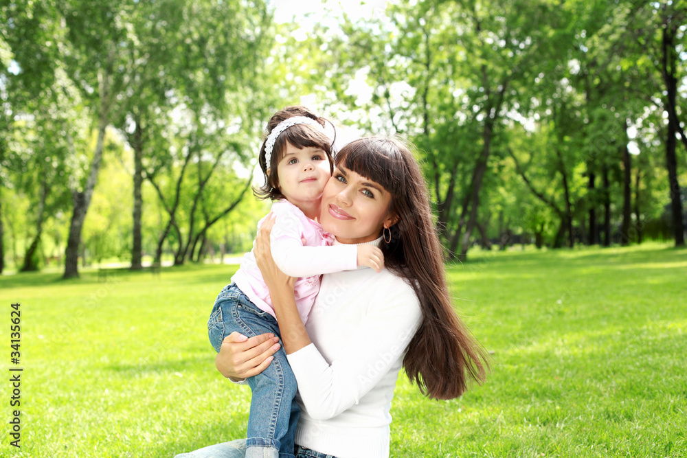 Mother with her daughter outside Mother with her daughter outside