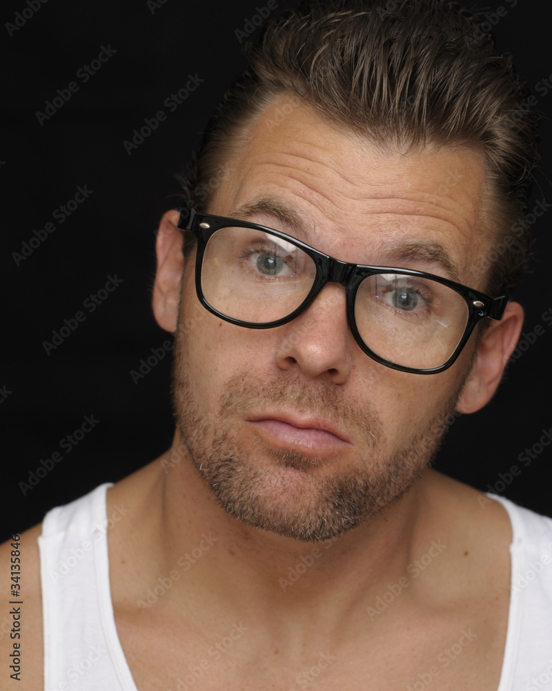 Expressive man with glasses Expressive man with glasses