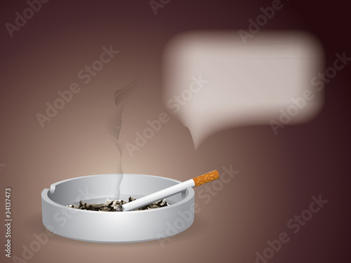 Cigarette lighted is on the ashtray