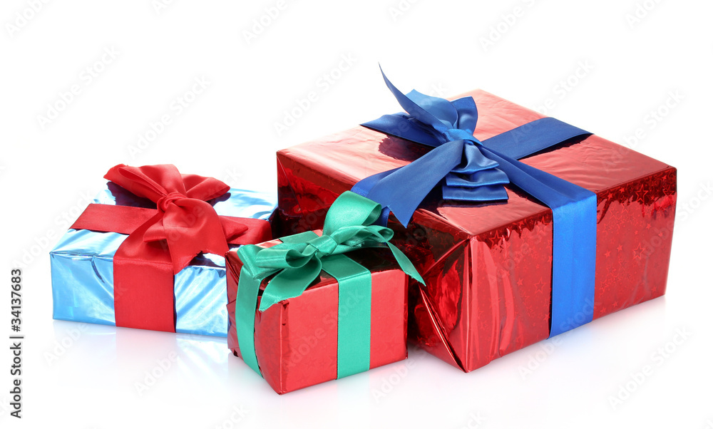 beautiful gifts isolated on white beautiful gifts isolated on white