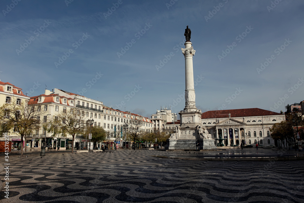 Rossio Square (Praca do Rossio) in Lisbon, Portugal