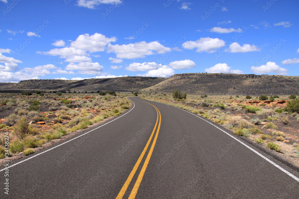 Long road through the desert in Arizona