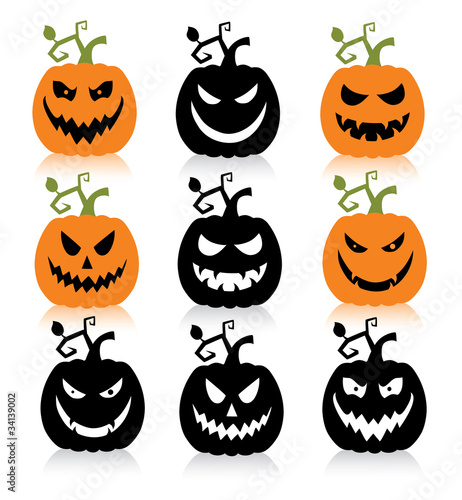 Set of a scary halloween pumpkin.