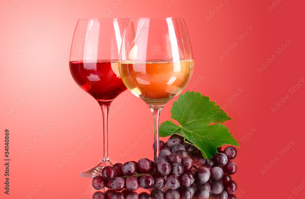 Wine glass on red background
