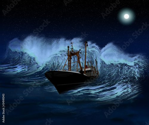 Sinking Ship at night