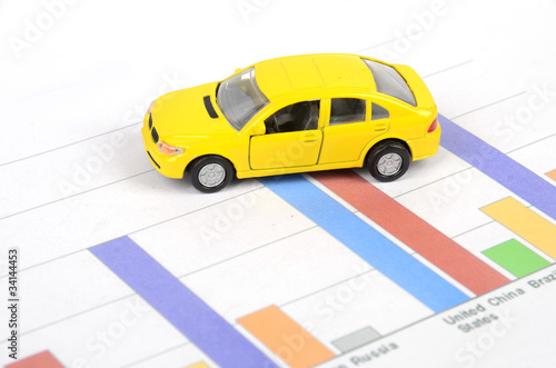 Business chart and toy car